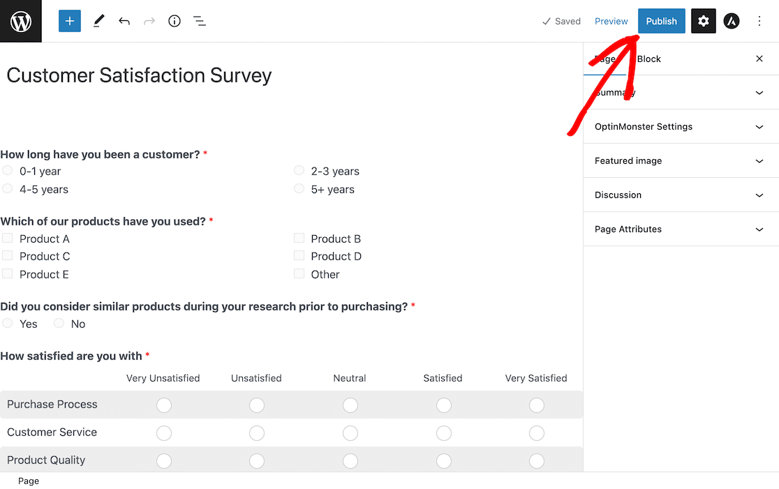Publish your survey page