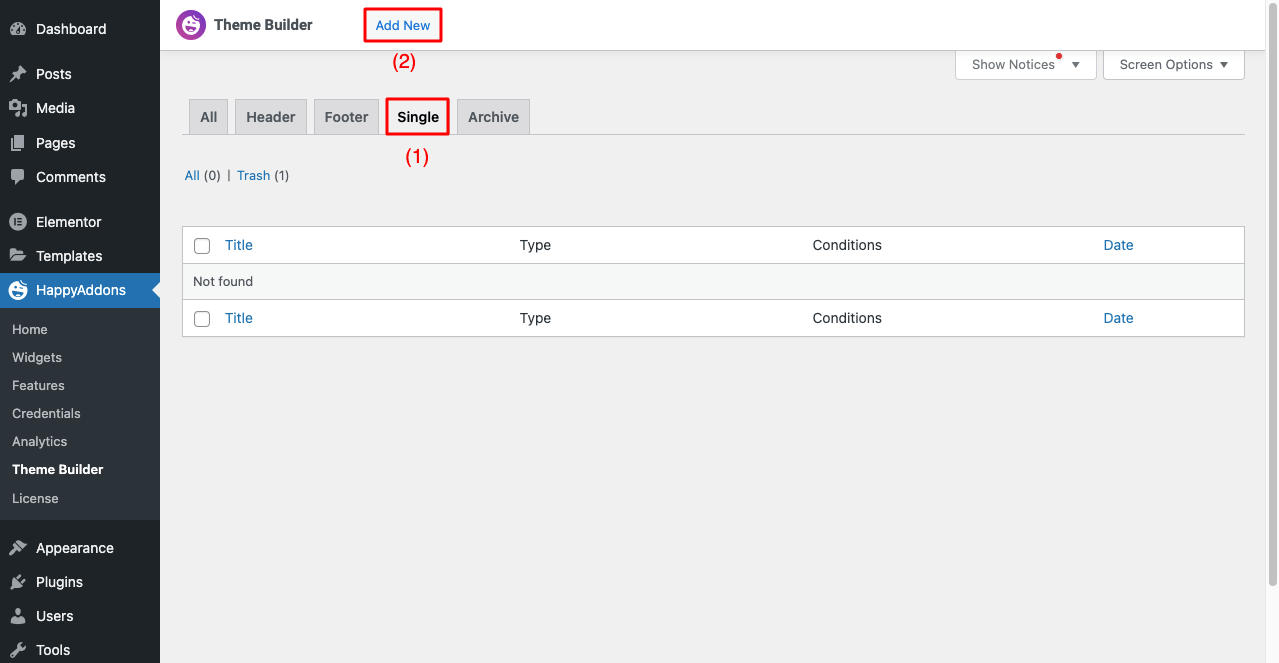 WordPress 게시물에 소셜 미디어 공유 버튼을 추가하는 방법 4 Create Single Post Using HappyAddons Theme Builder