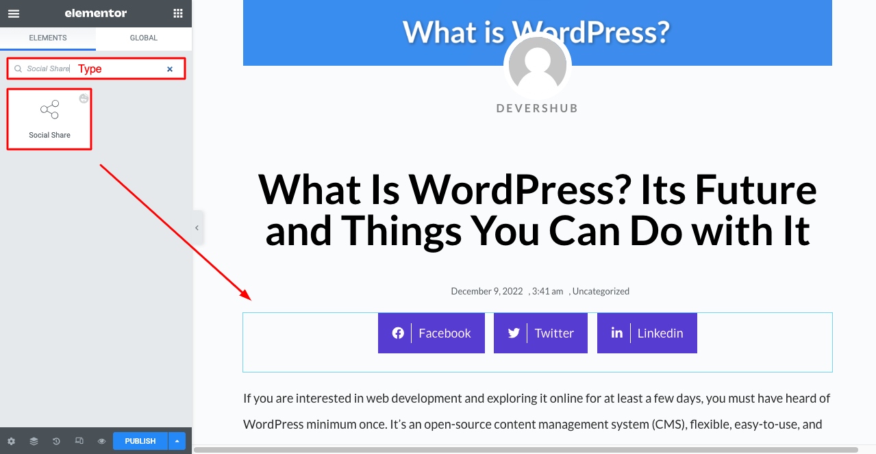 WordPress 게시물 9에 소셜 미디어 공유 버튼을 추가하는 방법 Drag and Drop Social Share Widget to Your WordPress Single Post Template
