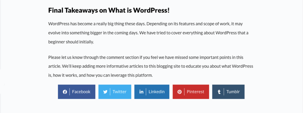 WordPress 게시물에 소셜 미디어 공유 버튼을 추가하는 방법 13 Final Preview of Social Share Buttons Using HappyAddons