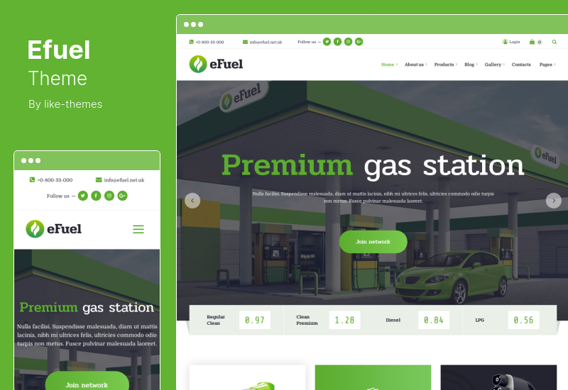 Efuel-Thema – WordPress-Thema für Elektroautovermietung und Elektrofahrzeug-Aufladung