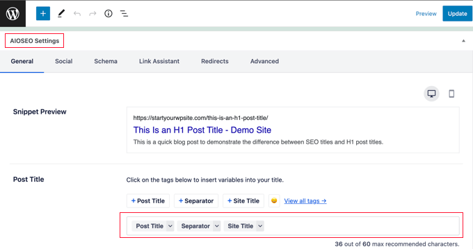 Judul SEO Default All in One SEO