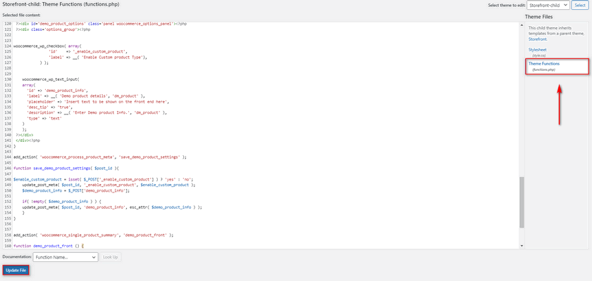 adicionando códigos ao arquivo de funções do tema