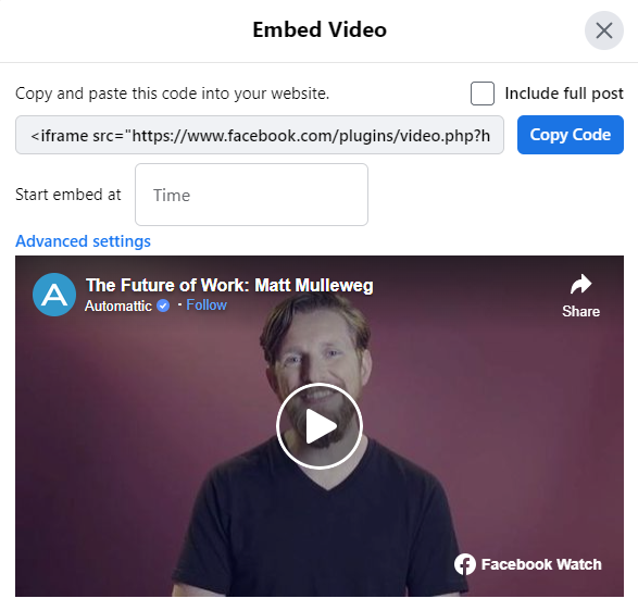 تضمين Facebook iframe في WordPress