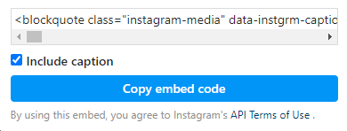نسخ كود التضمين في Instagram