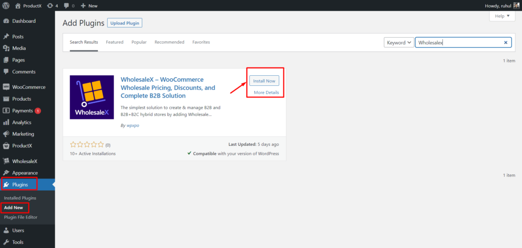 WholesaleX 3로 WooCommerce 세금 면제를 설정하는 방법 Installing WholesaleX