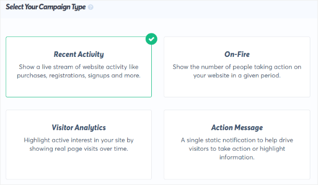 ประเภทแคมเปญ TrustPulse