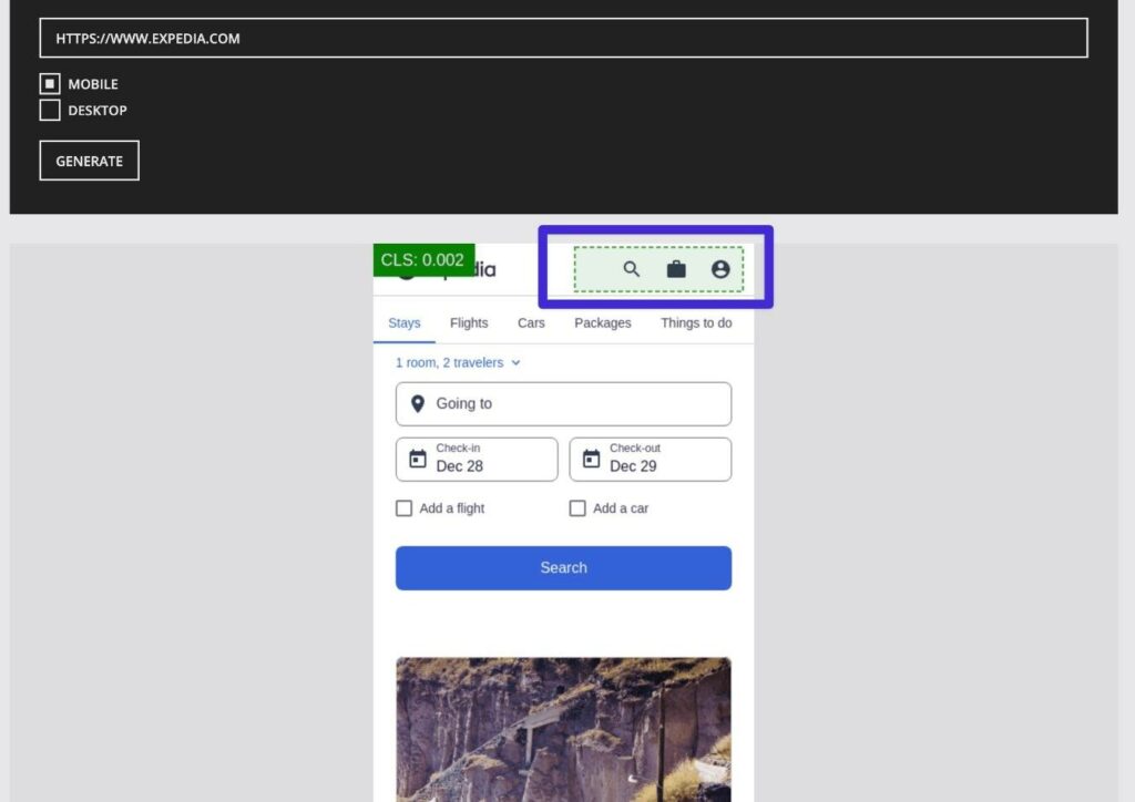 A ferramenta destaca mudanças de layout individuais em verde.