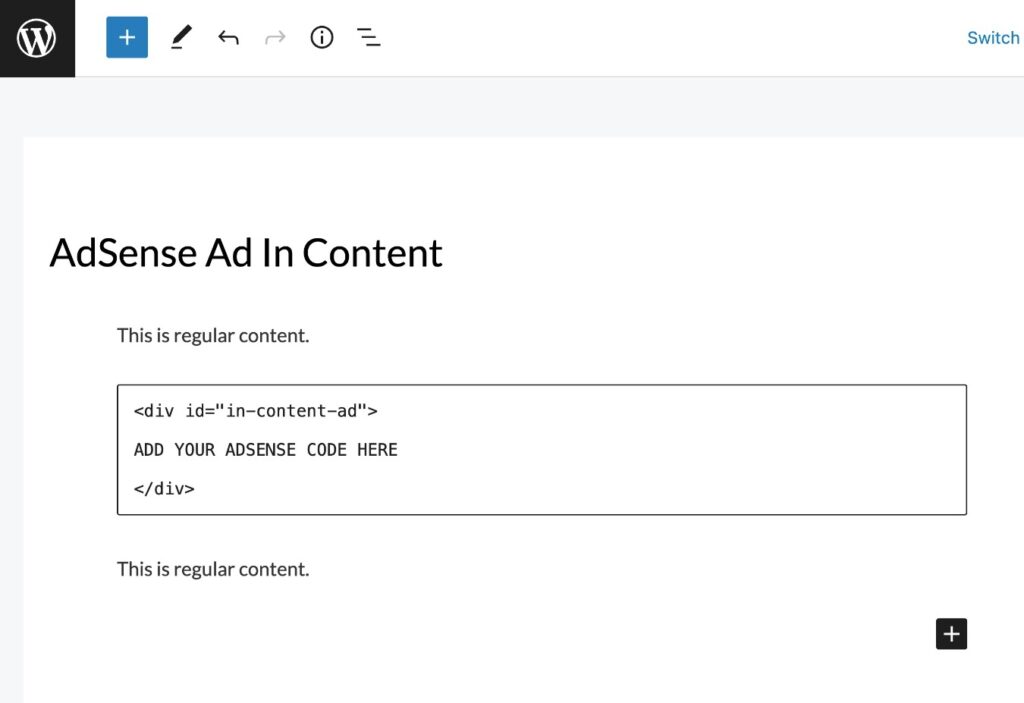 Envolva o código de anúncio do AdSense em um div.