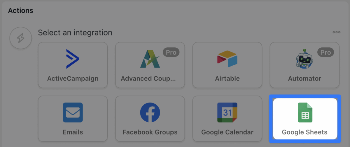 使用 LearnPress 和 Uncanny Automator 实现课堂自动化 87 add actions google sheets