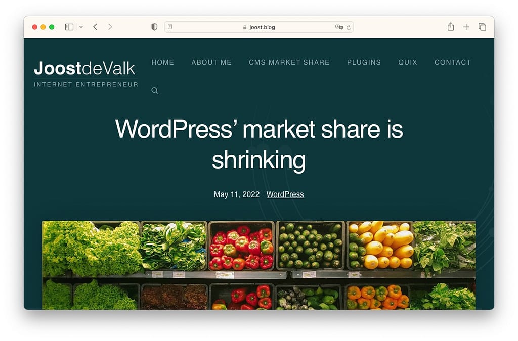 최고의 WordPress 기사: 시장 점유율