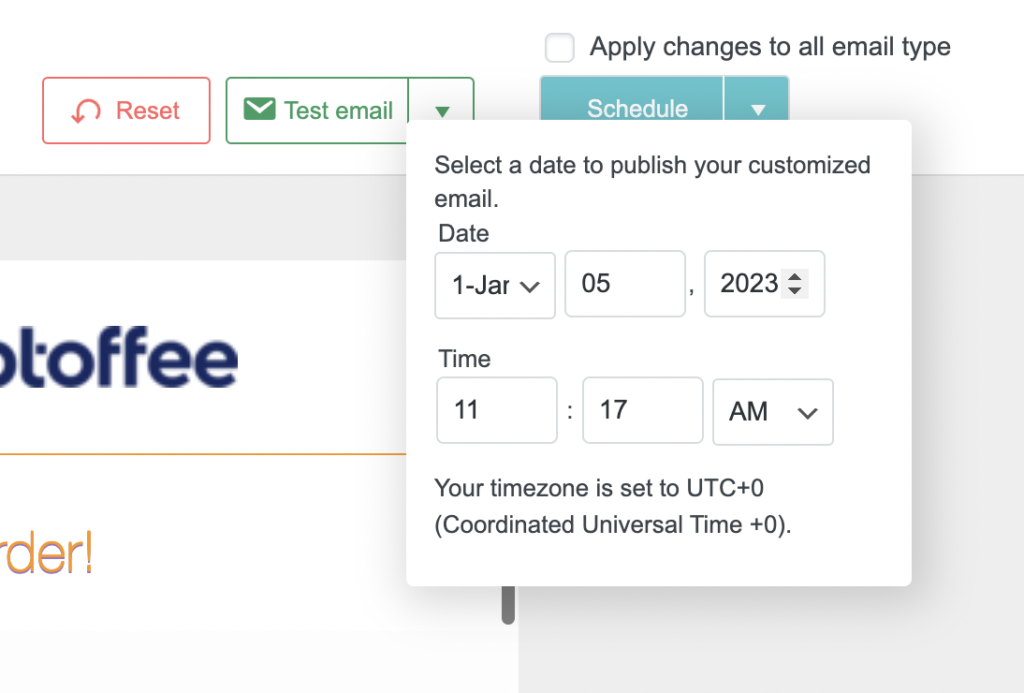 ตั้งเวลาเผยแพร่เทมเพลตอีเมล WooCommerce