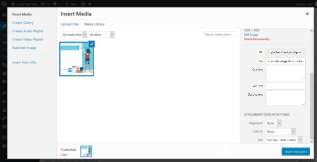 détails de l'image dans wordpress