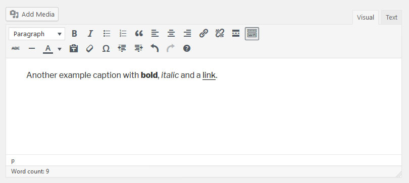 comment créer une légende d'image html avec l'éditeur wordpress