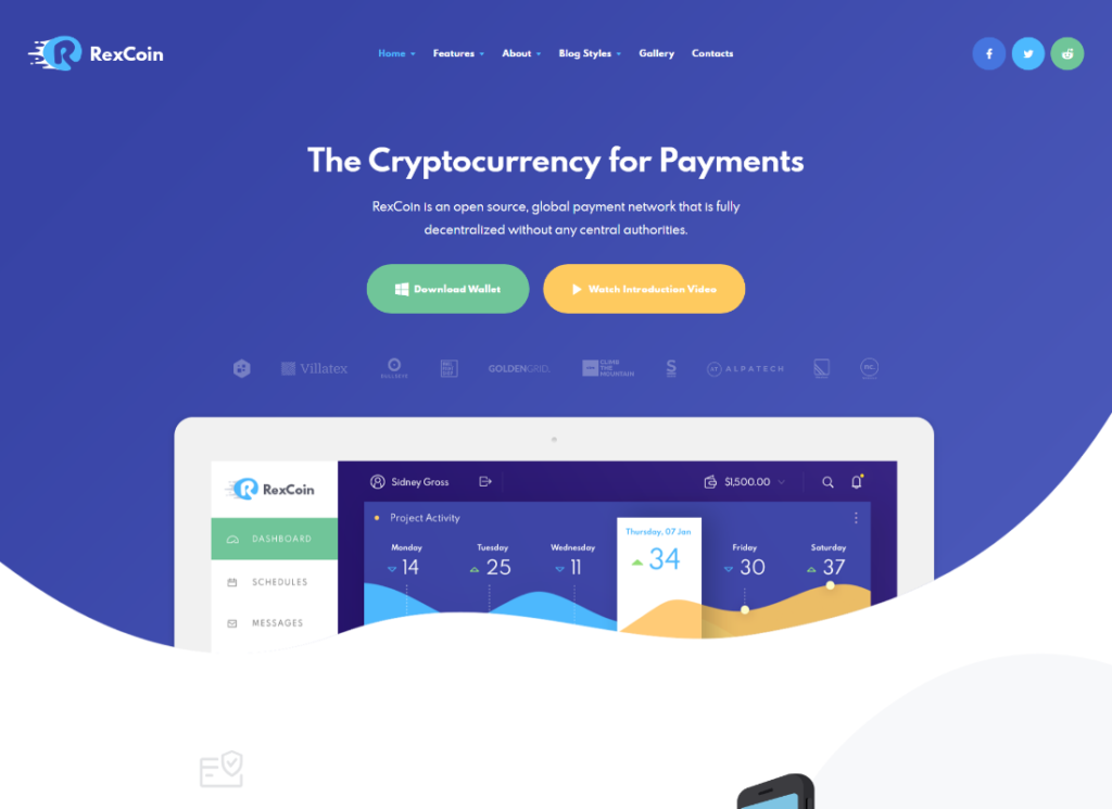 RexCoin - Cryptocurrency Serbaguna & Koin ICO WordPress Theme