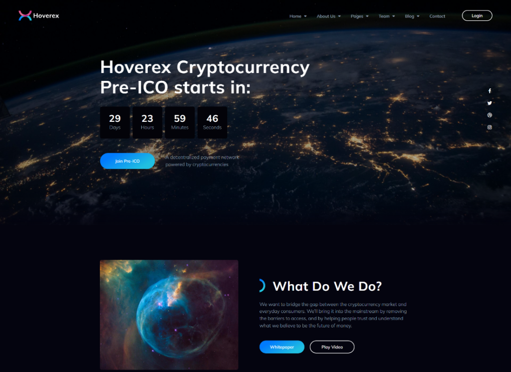 Hoverex - Tema Cryptocurrency, NFT & ICO WordPress