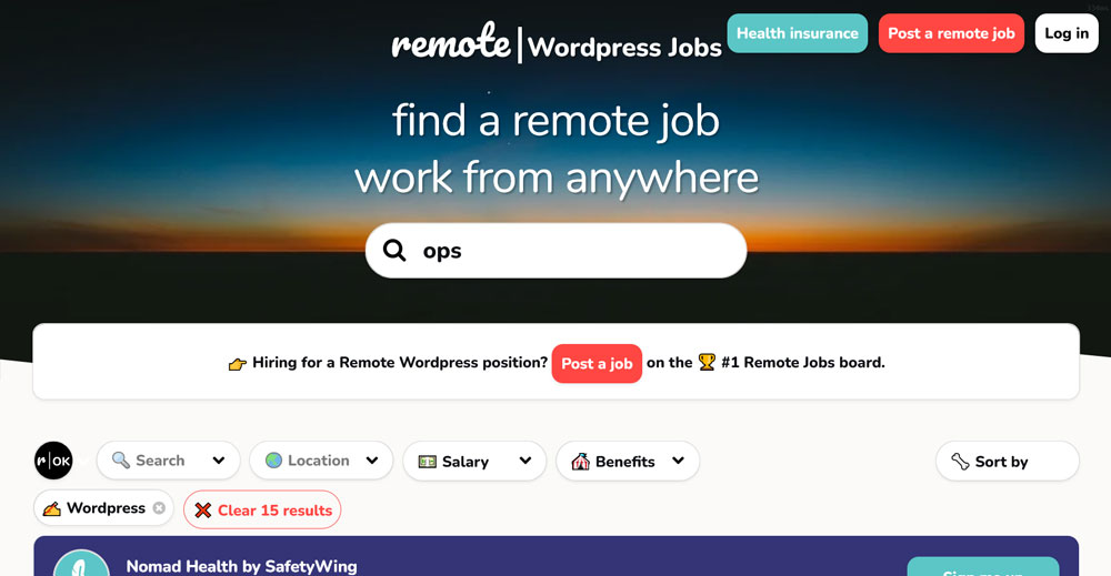 bacheca di lavoro wordpress ok remota