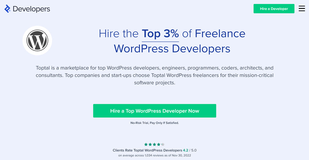 bacheca di lavoro toptal wordpress