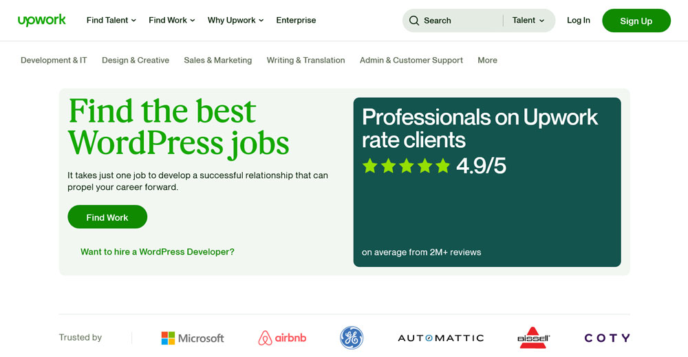trovare lavoro wordpress su upwork