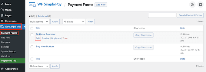 Hinzufügen eines Zahlungsformulars zu WordPress mit Shortcode Adding a payment form to WordPress using shortcode