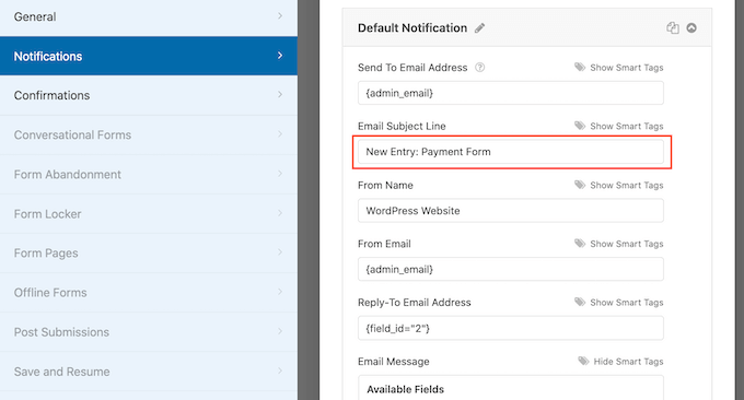 Erstellen einer benutzerdefinierten WPForms-Betreffzeile Creating a custom WPForms subject line