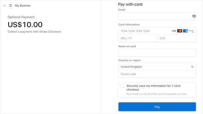 Ein einfaches Zahlungsformular, erstellt mit WP Simple Pay A simple payment form, created using WP Simple Pay