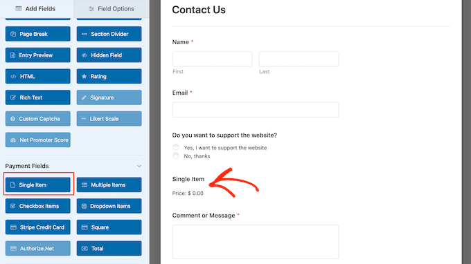 Hinzufügen eines „Einzelelement“-Felds zu einem WordPress-Formular Adding a 'single item' field to a WordPress form