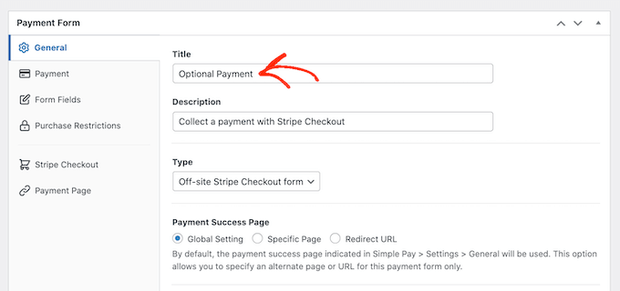 Hinzufügen eines Titels zu Ihrem WordPress-Zahlungsformular Adding a title to your WordPress payment form