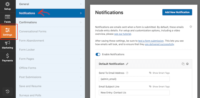 Erstellen von Benachrichtigungen für Ihre WordPress-Formulare Creating notifications for your WordPress forms