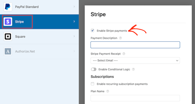 Konfigurieren von Stripe-Zahlungen mit WPForms Configuring Stripe payments with WPForms