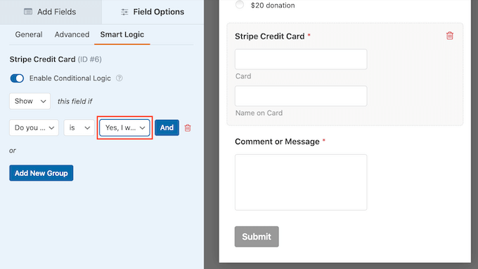 Die intelligenten Logikeinstellungen von WPForms WPForms' smart logic settings