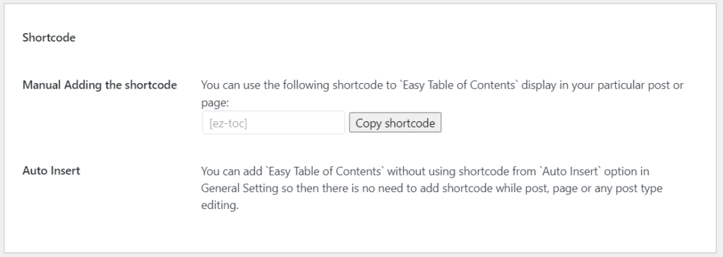 El shortcode para tu tabla de contenidos