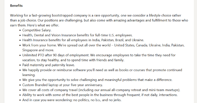 Aggiungi vantaggi alla descrizione del lavoro Add benefits to the job description