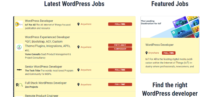 Offerte di lavoro su WPHired Job posting on WPHired