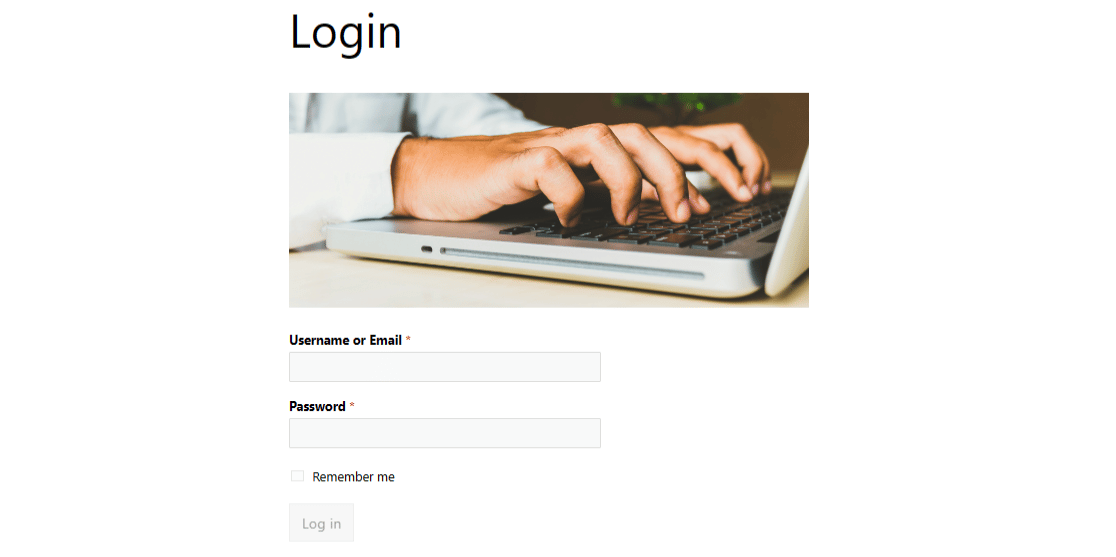 The header image on a login form