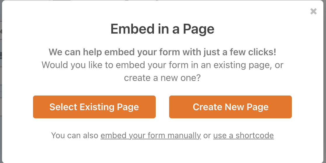 Embed form in a page