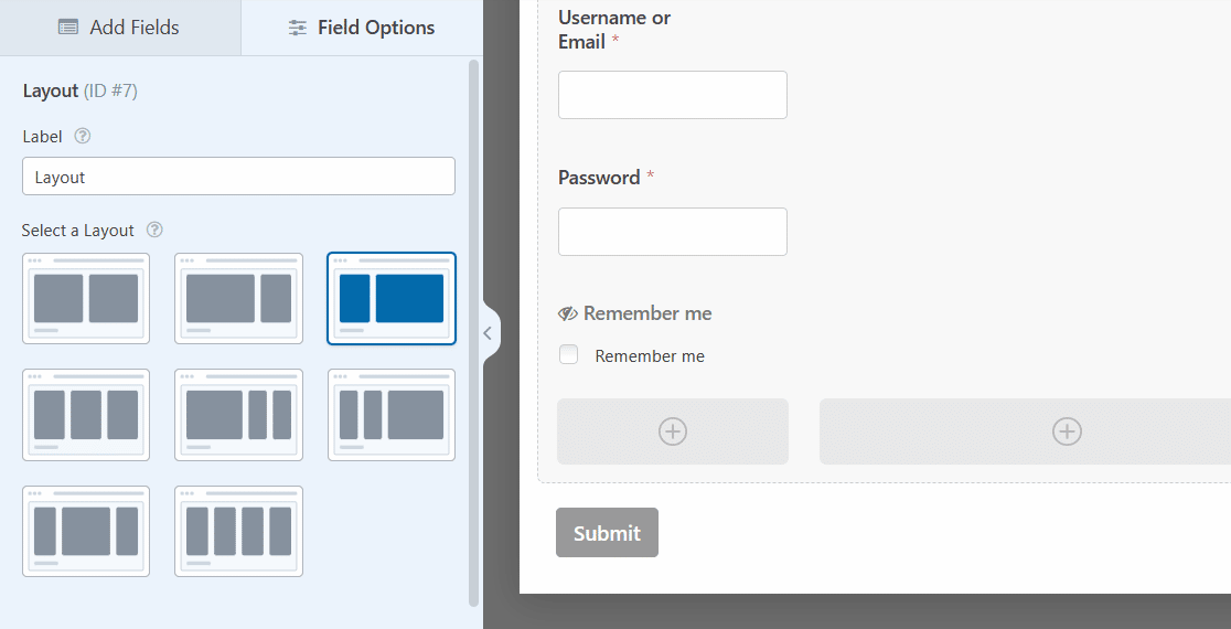 Adding fields to layout