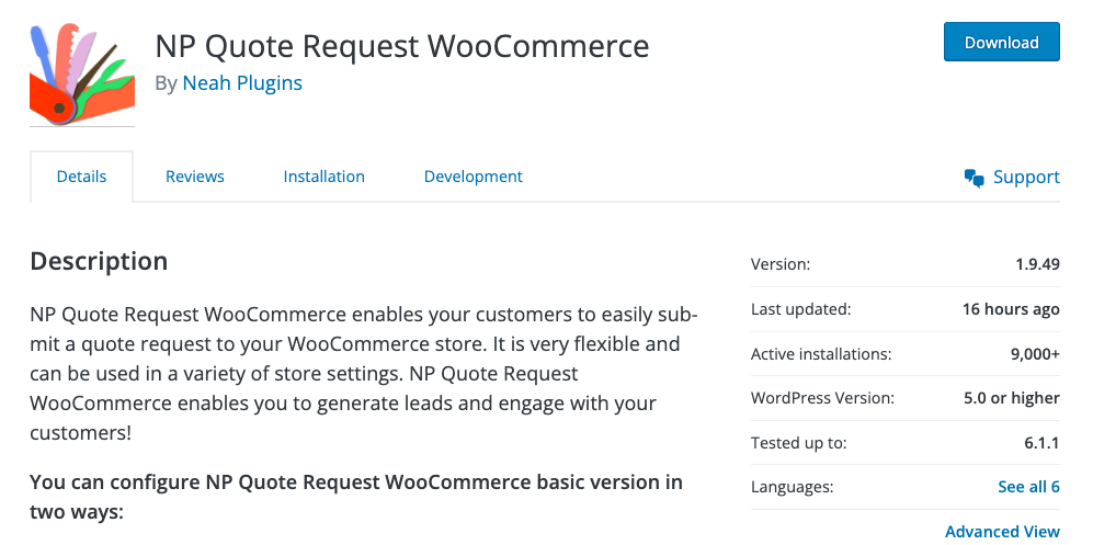 np fiyat teklifi isteği woocommerce