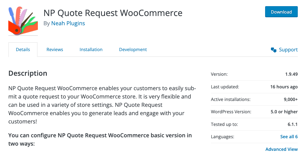 np richiesta preventivo woocommerce