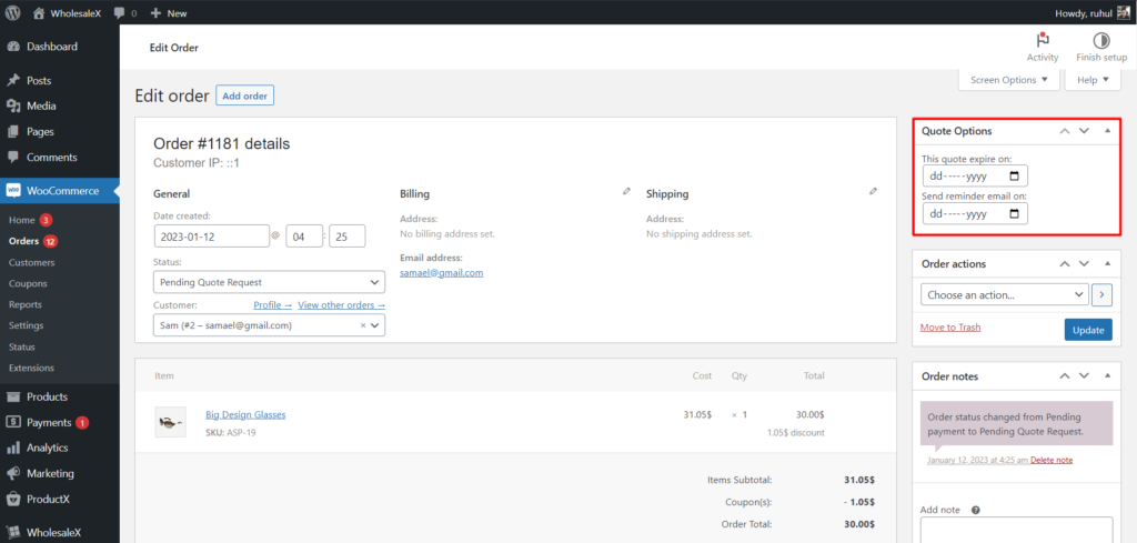 WooCommerce Solicitați o cotație: obțineți cel mai bun preț instantaneu cu WholesaleX! 13 Request A Quote Expiration and Reminder Date Settings