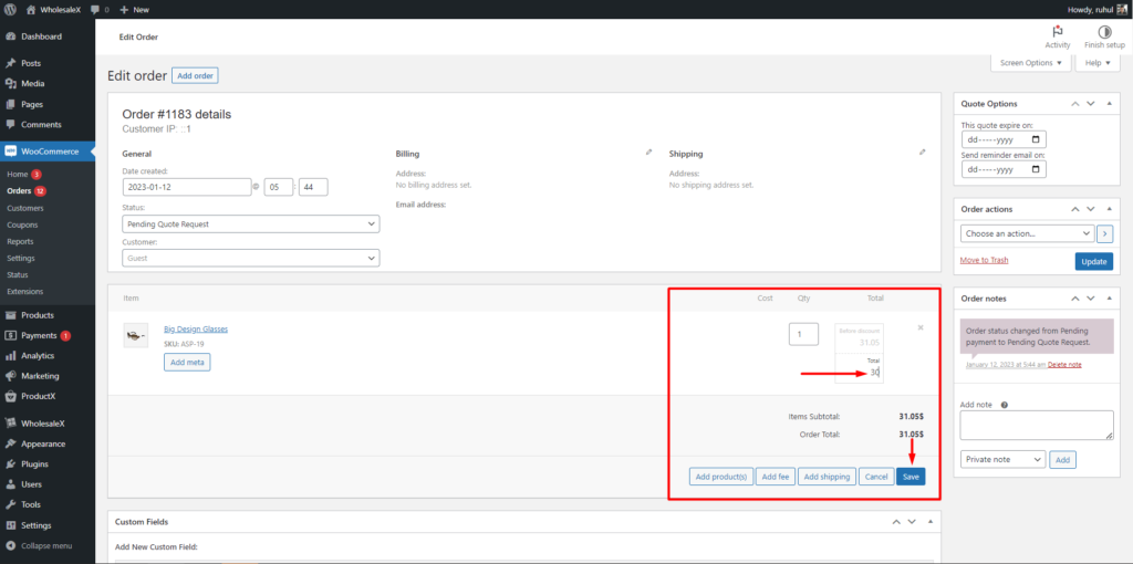 WooCommerce Solicitați o cotație: obțineți cel mai bun preț instantaneu cu WholesaleX! 19 Setting Quotation Price for Guest User