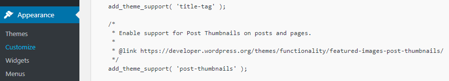 일부 WordPress 코드.