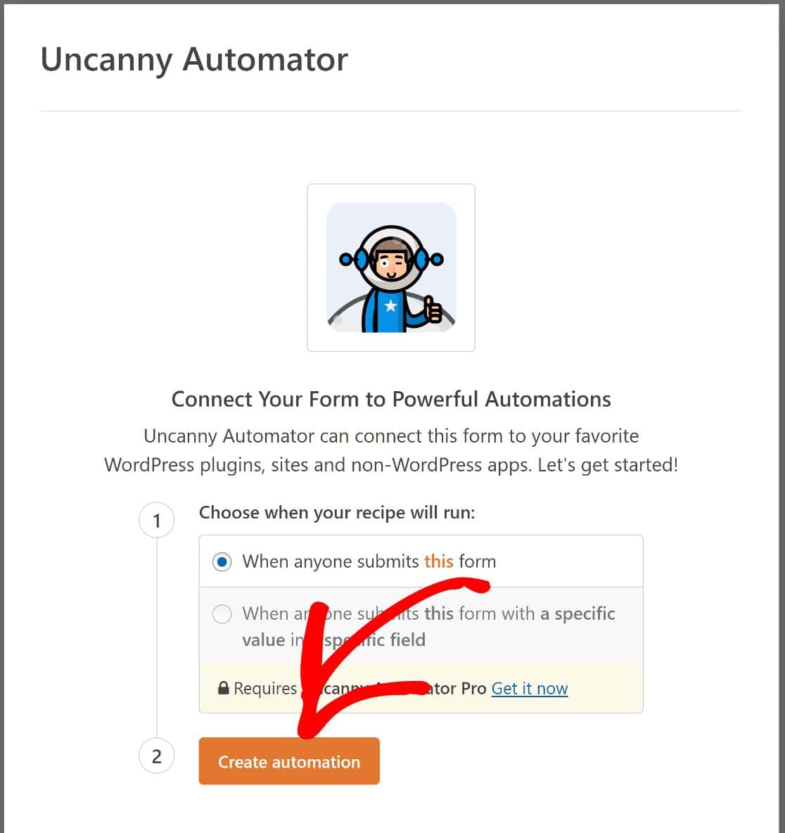 Click the create automation button