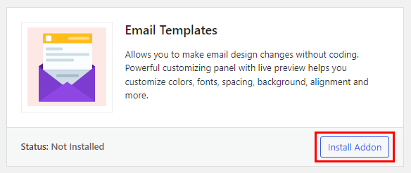 Instal Add-on Template Email