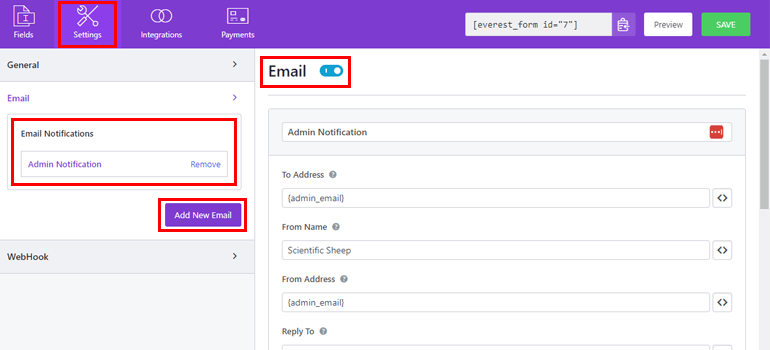 Tambahkan Notifikasi Email Baru