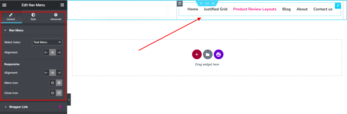 HappyAddons introduce Teme Builder gratuit pentru utilizatorii Elementor 4 Set Alignment and Icon of Your Navigation Menu