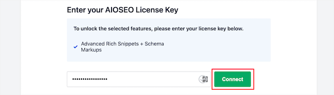AIOSEO lisans anahtarını girin Enter AIOSEO license key