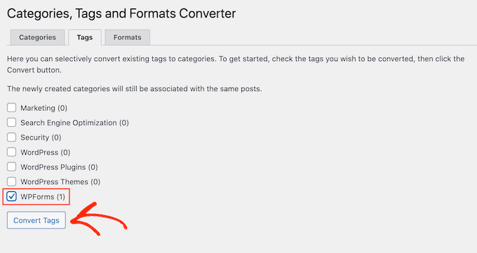 Bir WordPress etiketini bir WordPress kategorisine dönüştürme Converting a WordPress tag into a WordPress category