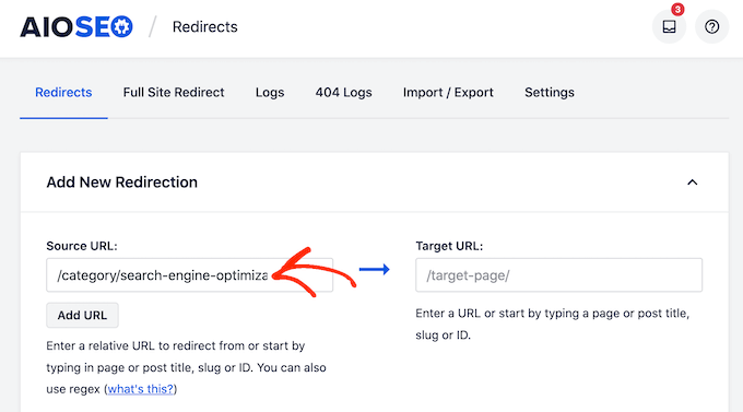 Kategori yönlendirmeniz için bir kaynak URL ekleme Adding a source URL for your category redirect