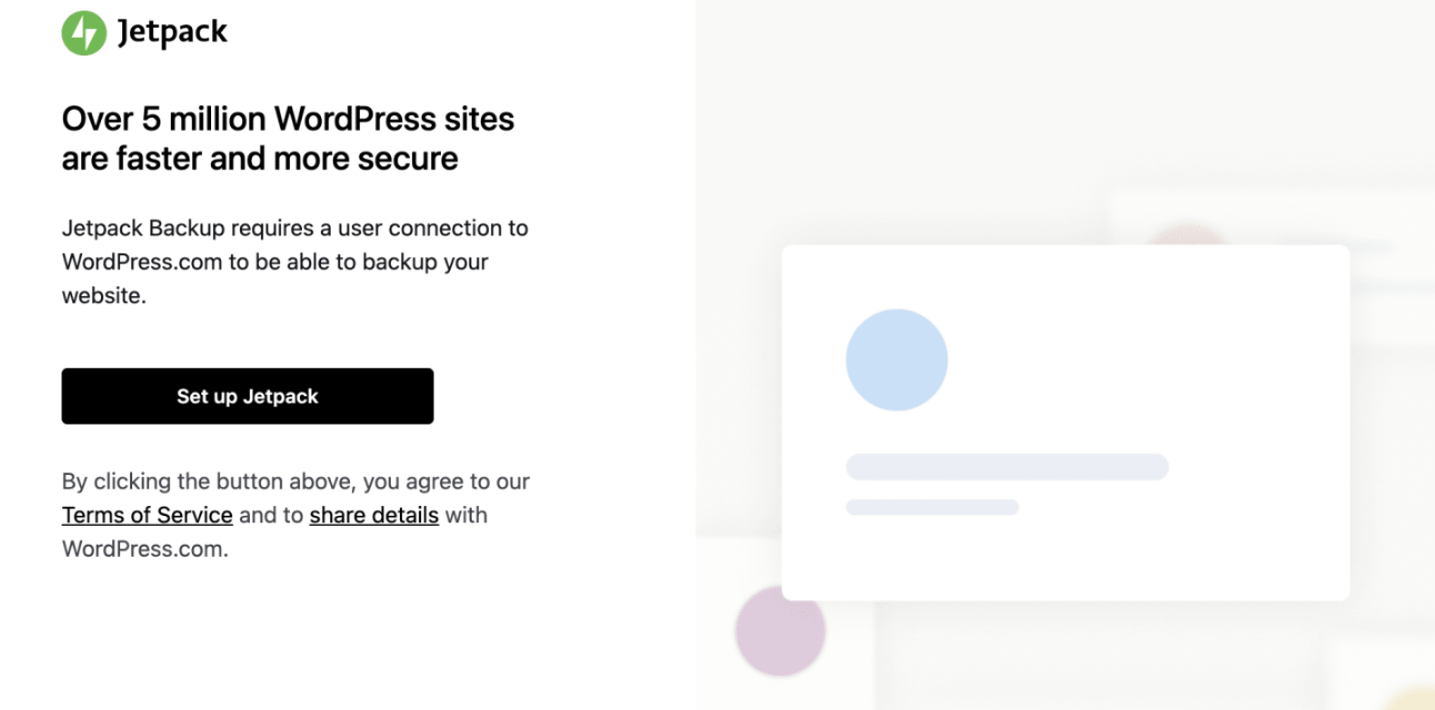 configurazione di Jetpack VaultPress Backup